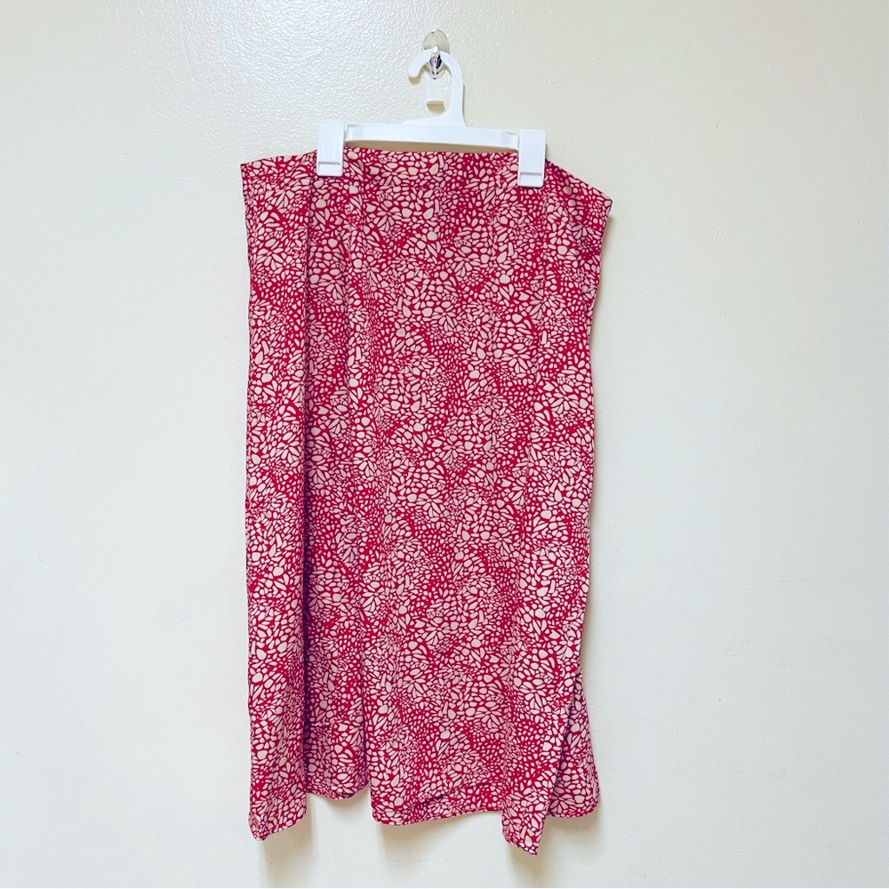 Ann Taylor LOFT Midi Skirt Size 14P (Red Skirt with front side slit)